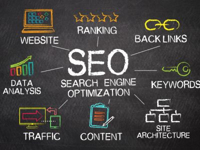 Tools and Notes about SEO concept on blackboard